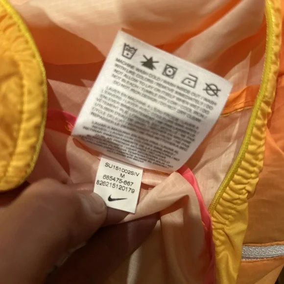 NIKE Windrunner Sunset Windbreaker Mens Medium Pink Pow Wow Hood Pockets Rare - Picture 10 of 13
